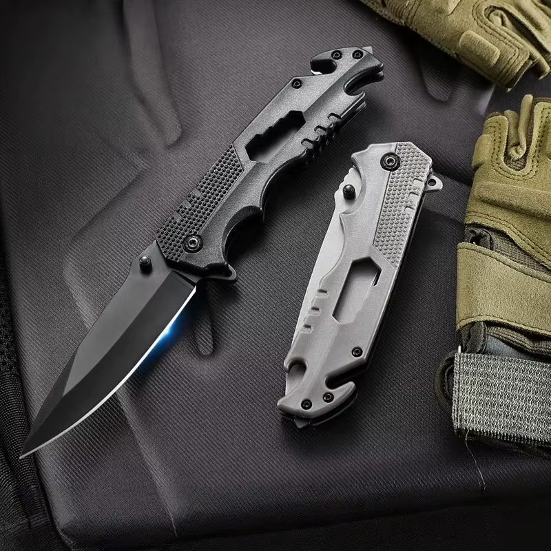 Cuchillo supervivencia plegable acero inoxidable camping - imagen 4
