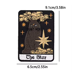 Parche bordado tarot gato negro termoadhesivo – Gótico para chaquetas y mochilas