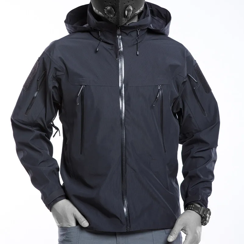 Chaqueta táctica impermeable con capucha cortavientos para senderismo - imagen 4