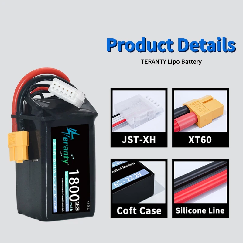 TERANTY Batería LiPo 4S 1800mAh 60C para drone y RC - imagen 2