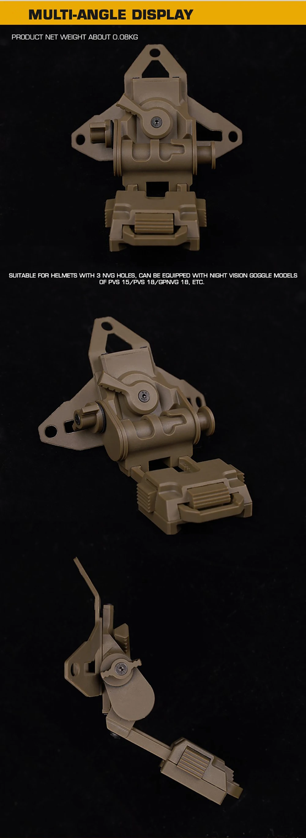 Detalle del soporte NVG L4G69 para casco