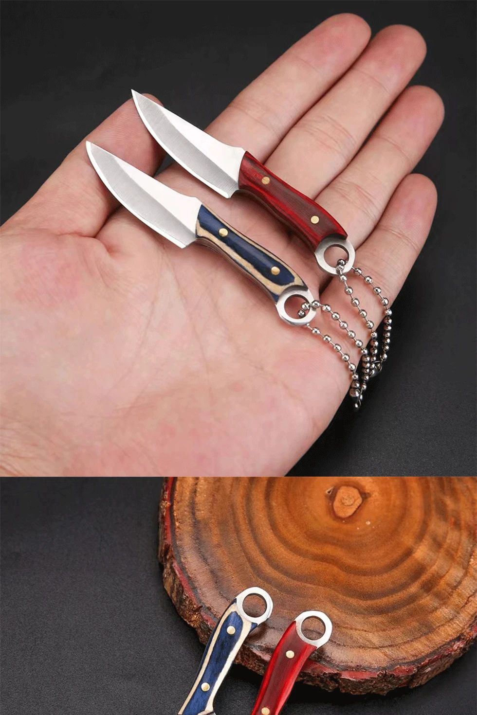 Mini cuchillo llavero de madera colorida JIANLAI