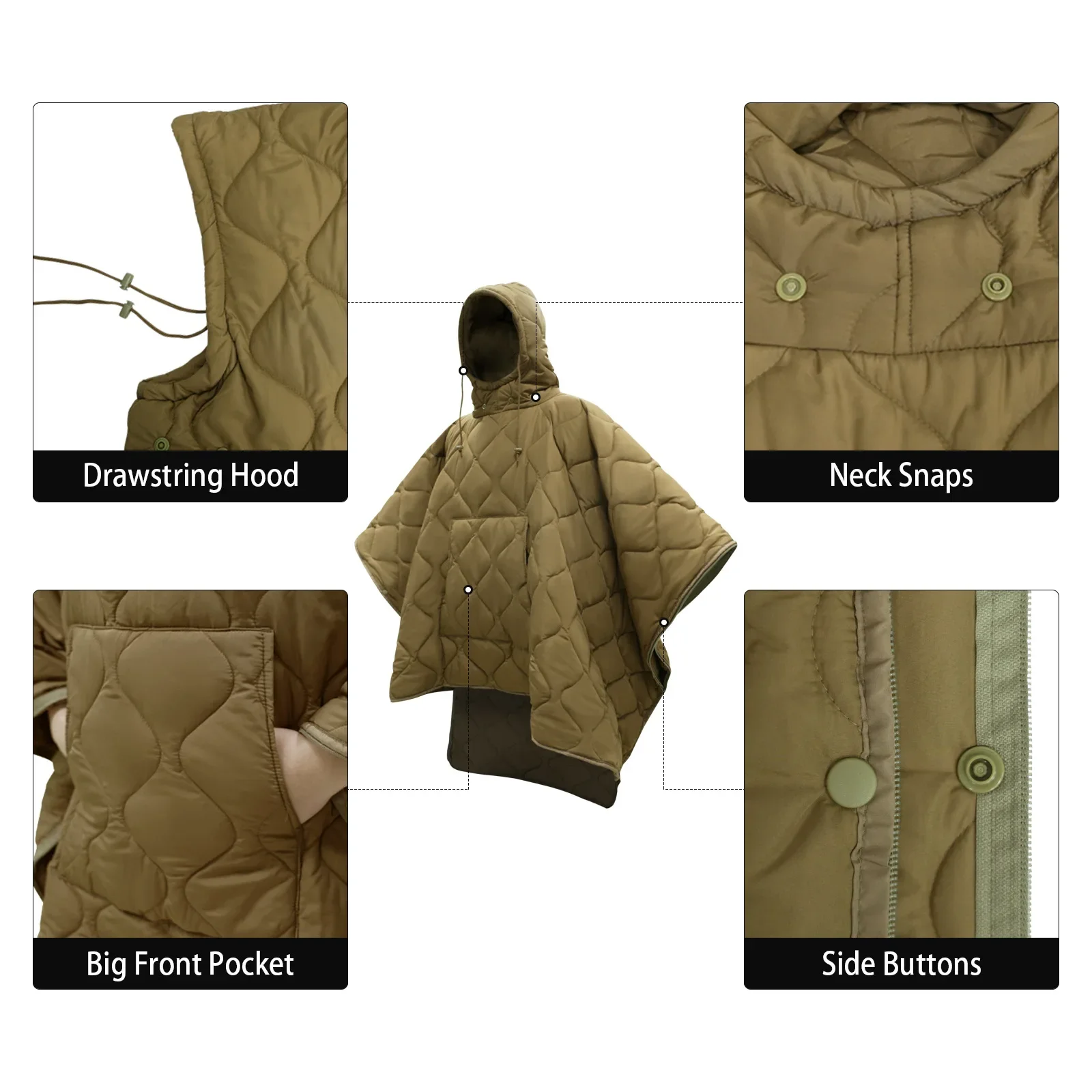 Poncho camuflaje impermeable aislante ripstop para invierno táctico - imagen 2