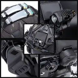 Casco táctico airsoft con luces de señal, linterna y comunicaciones