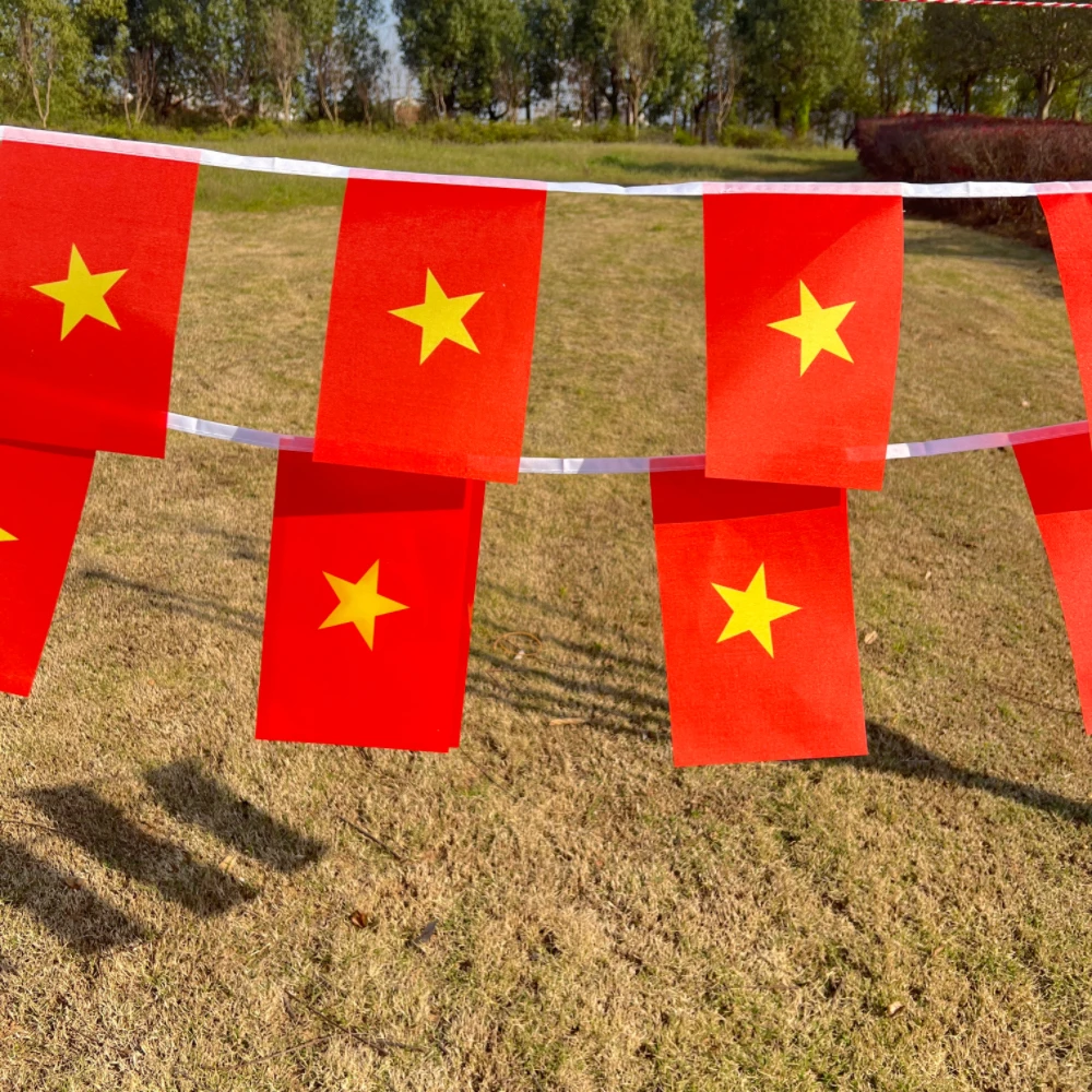 Bandera Vietnamita 14x21 cm - 20 por cordel, poliéster doble cara - imagen 3