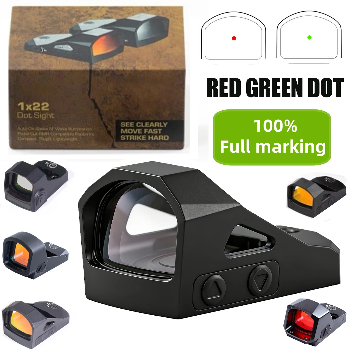 Mira punto rojo verde táctica réflex para GLOCK con montaje - imagen 4