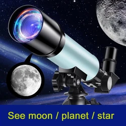 Telescopio astronómico con trípode para observación lunar