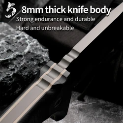 Cuchillo fijo de acero alta resistencia para camping y emergencia