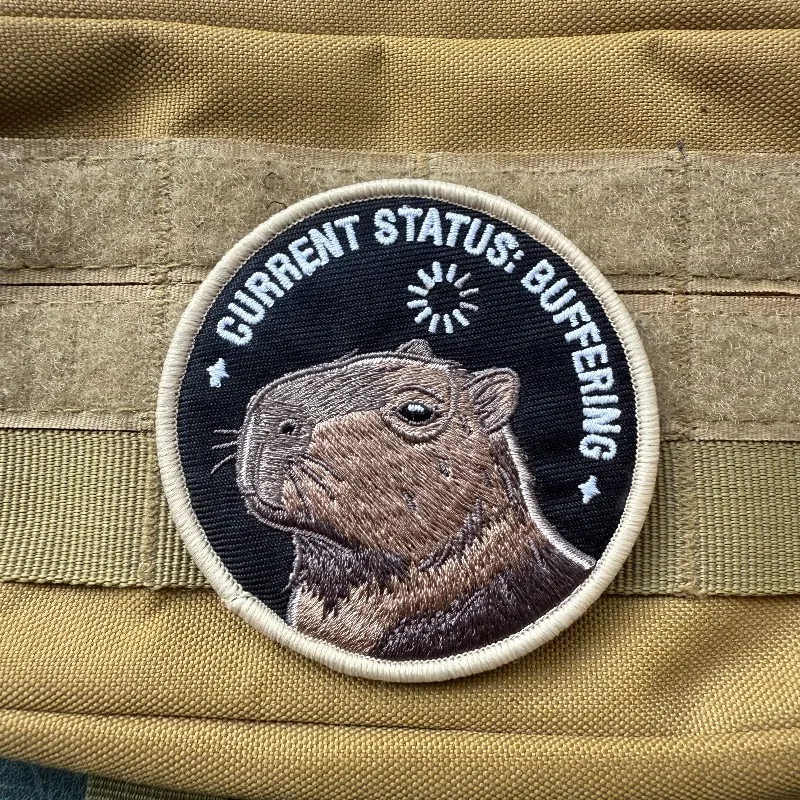 Parche táctico bordado capibara con velcro gancho y bucle