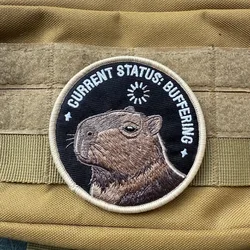 Parche táctico bordado capibara con velcro gancho y bucle