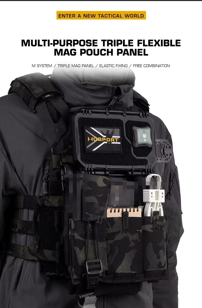 Panel de bolsa magnética triple en uso