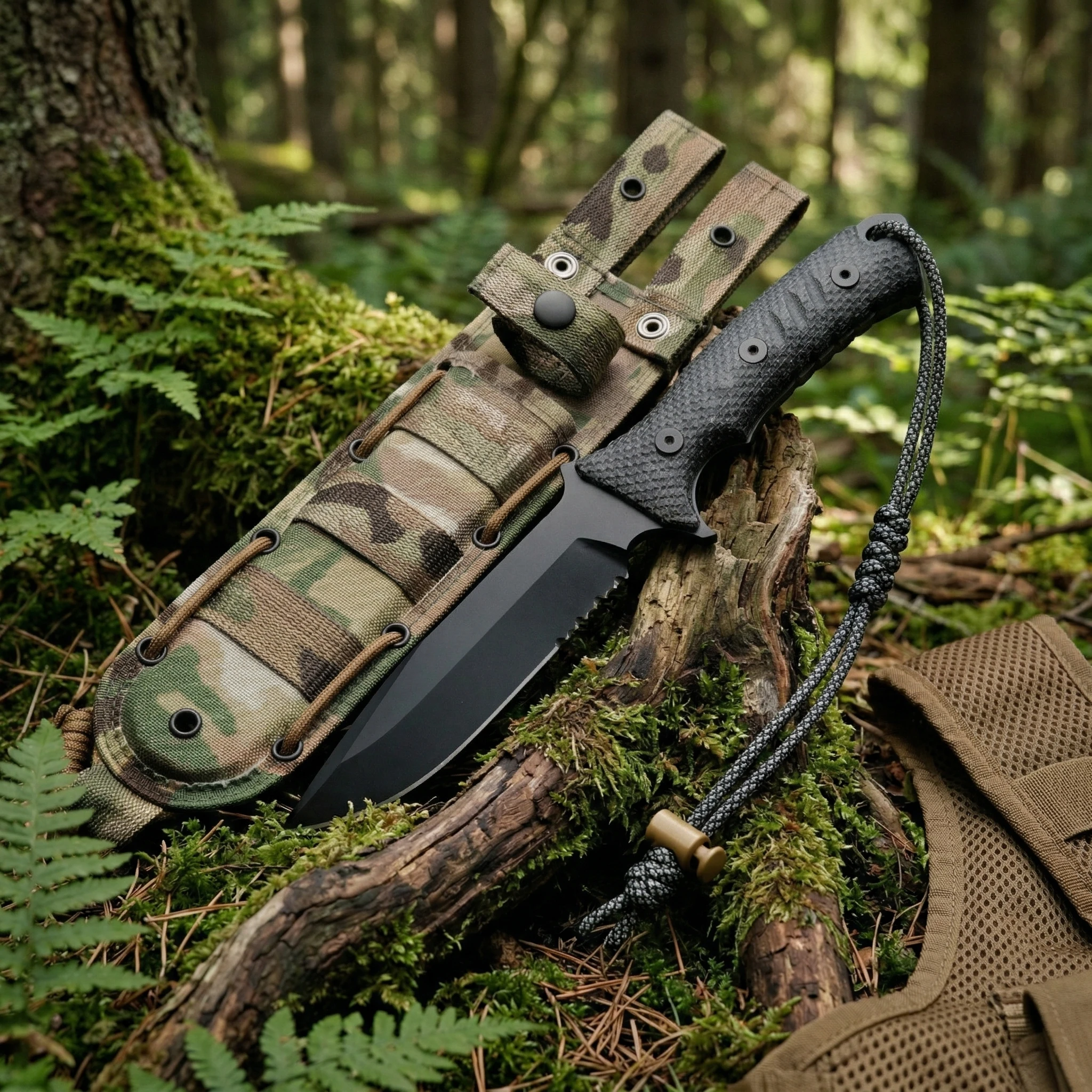 Cuchillo táctico con mango G10 y funda, multifunción al aire libre - imagen 5