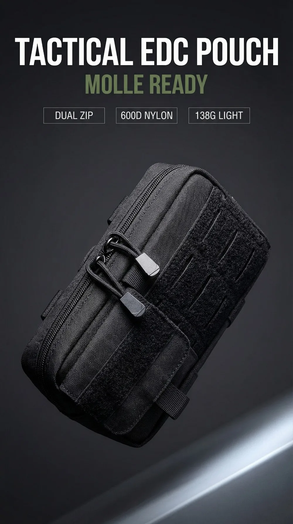 Vista de la bolsa táctica en configuración MOLLE