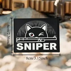 Parche táctico SNIPER gato negro PVC velcro para mochila y ropa