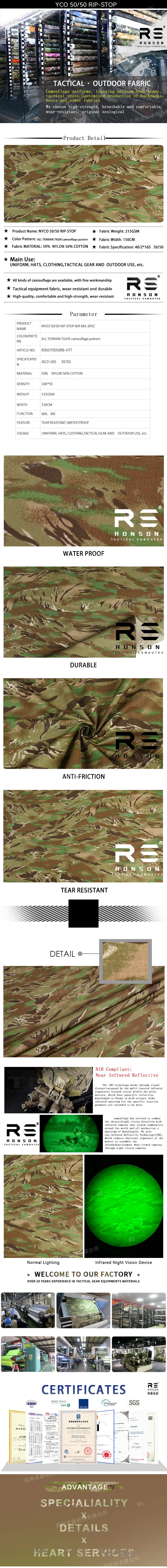Tela ripstop camuflaje multiterreno con rayas de tigre