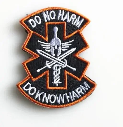 Parche bordado táctico insignia médica No hacer daño con gancho