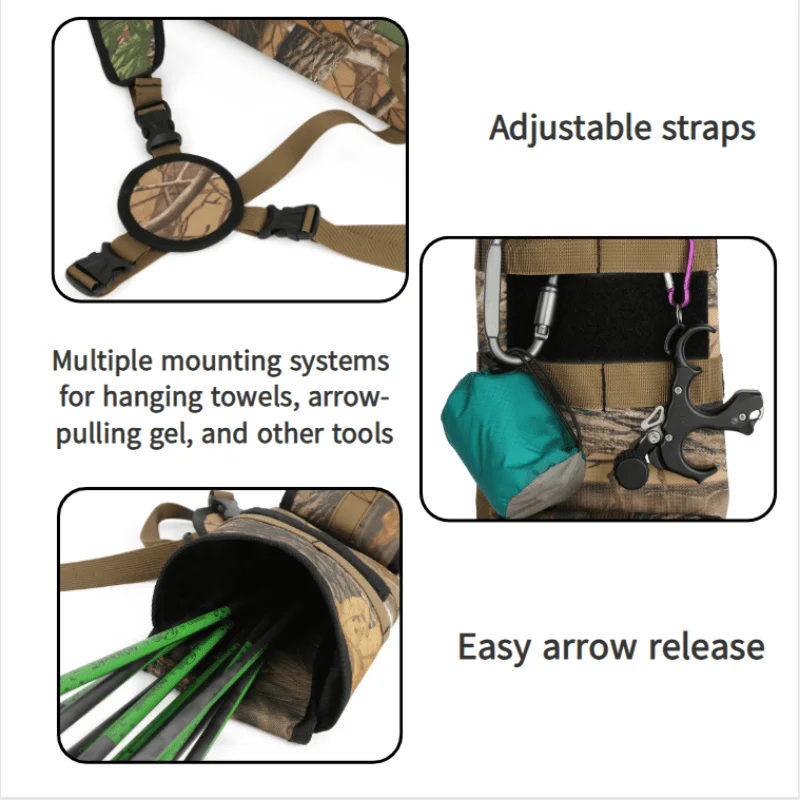 Bolsa para flechas arquería con tubo y bolsillo cinturón ajustable