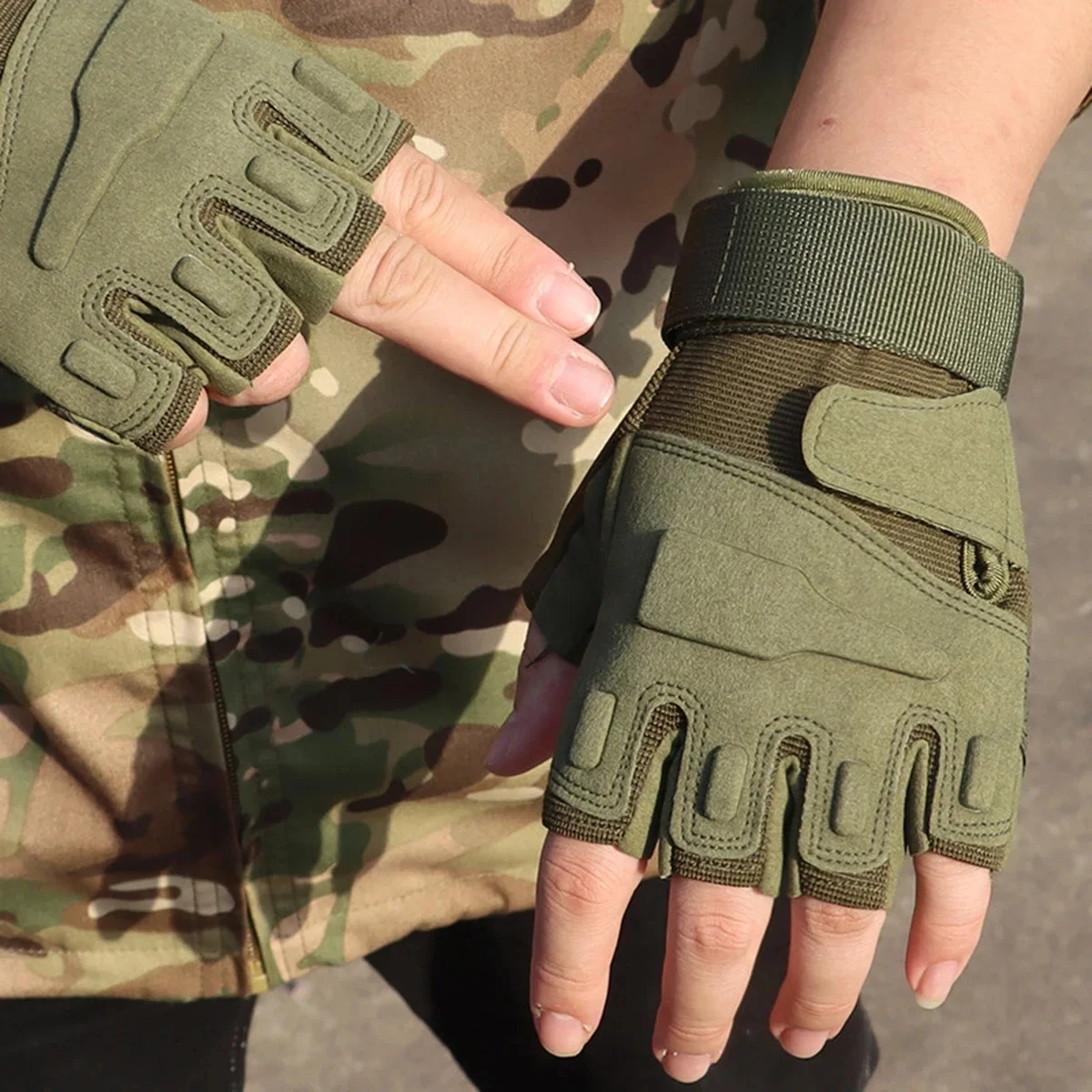 Guantes tácticos medio dedo para ciclismo, escalada y paintball - imagen 3