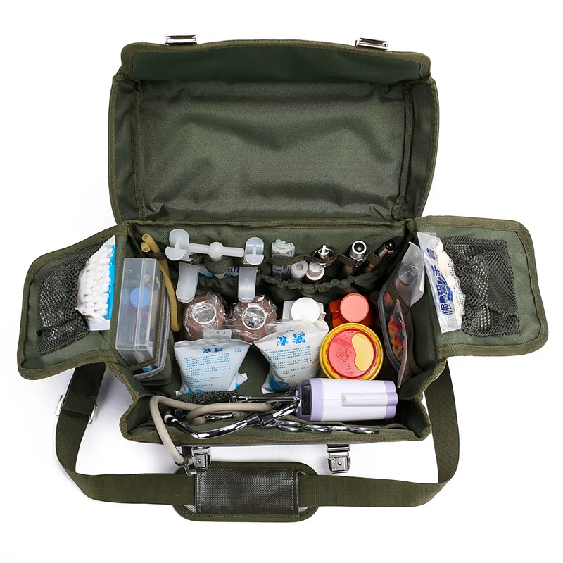 Bolsa médica con compartimentos organizados