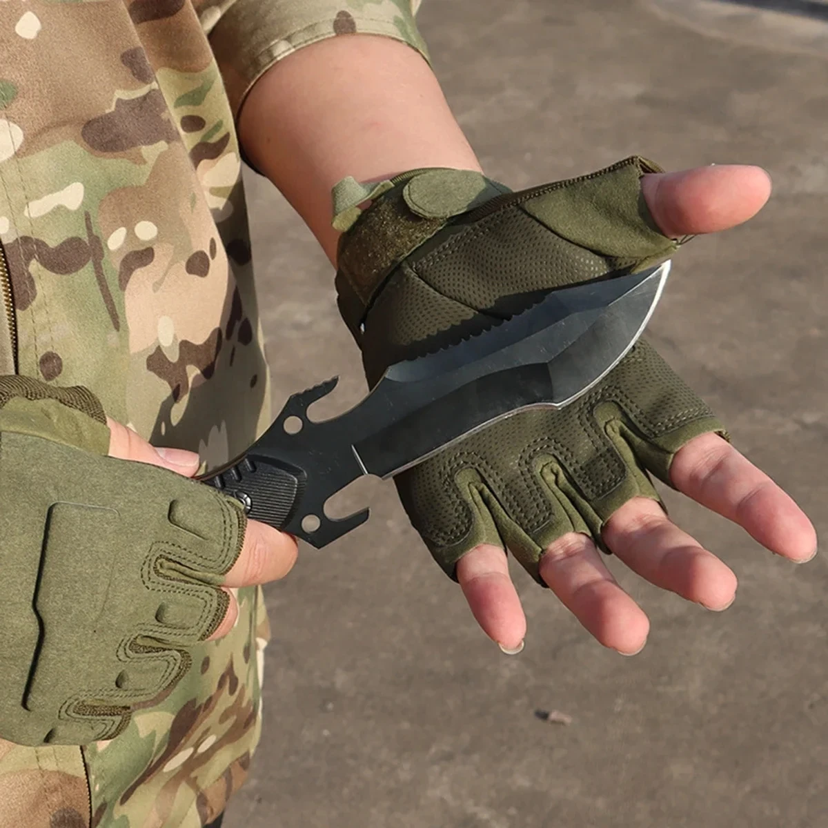 Guantes tácticos medio dedo para ciclismo, escalada y paintball - imagen 4