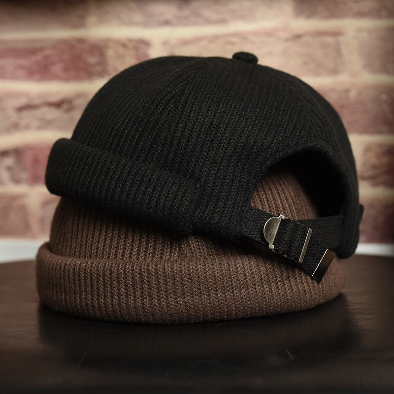 Gorros gruesos de punto estilo vintage sin ala