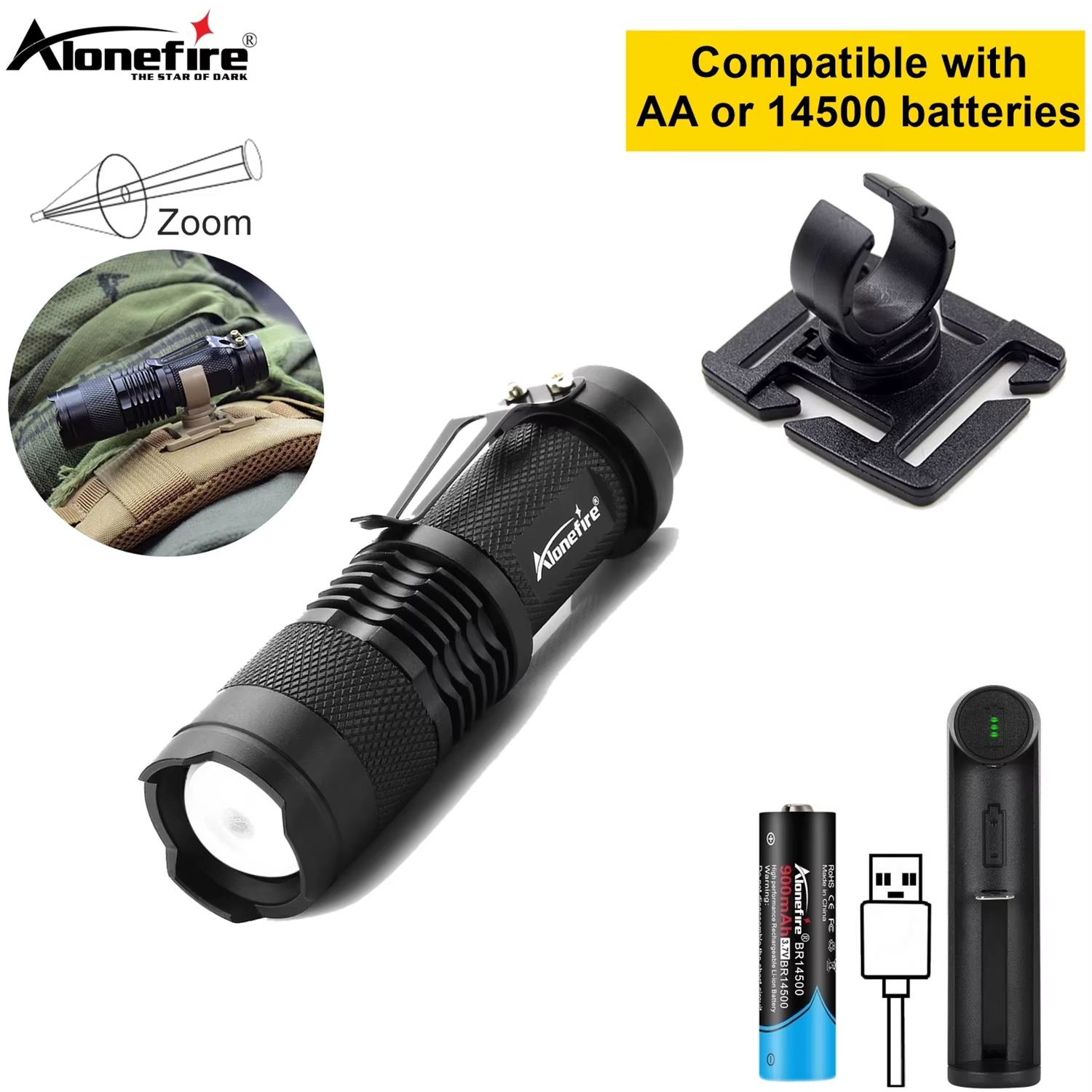 Kit completo linterna Alonefire SK68 y soporte LC-10