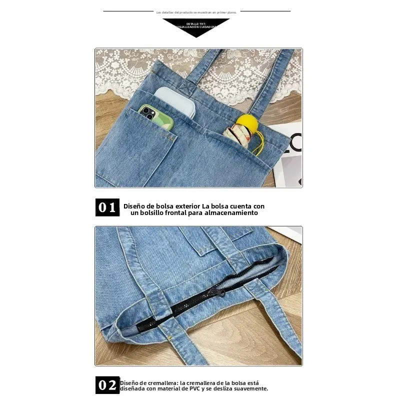 Bolso táctico de lona denim para mujer, bandolera casual resistente - imagen 2