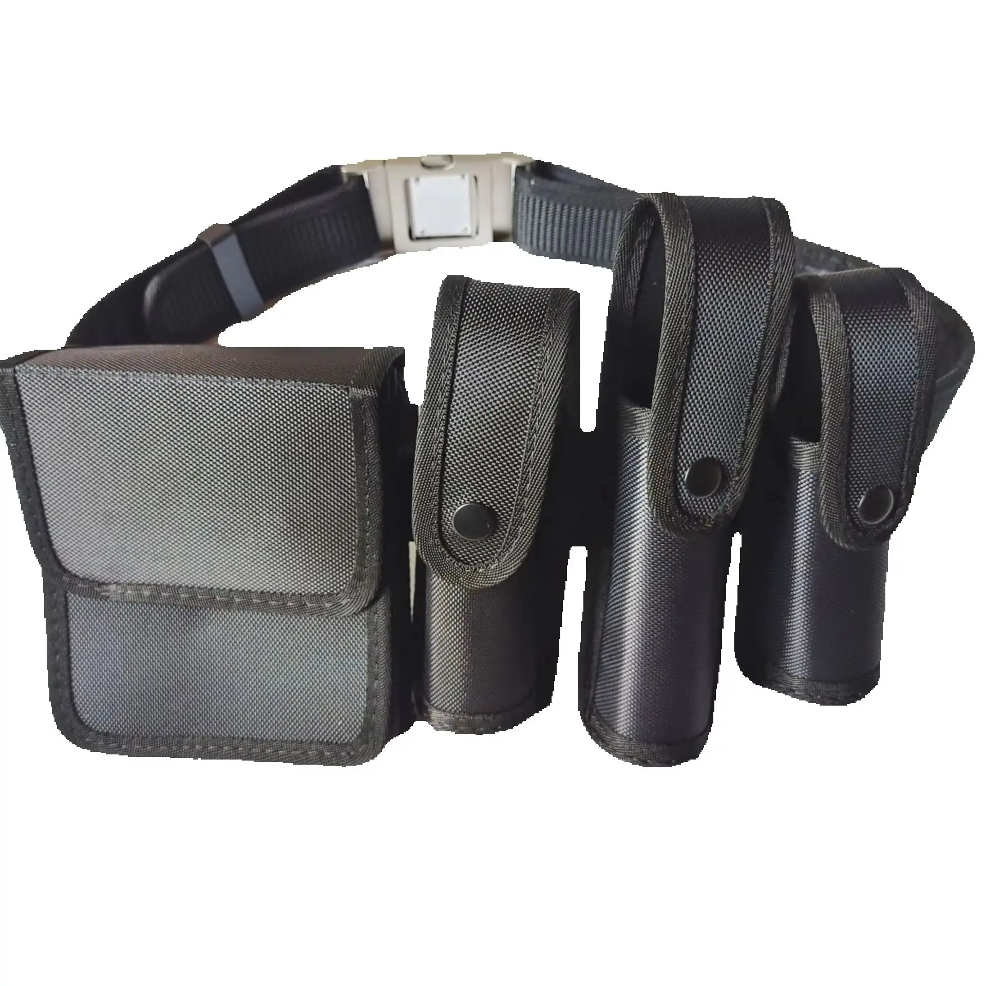 Cinturón táctico negro multifuncional con bolsa para patrullaje - imagen 4