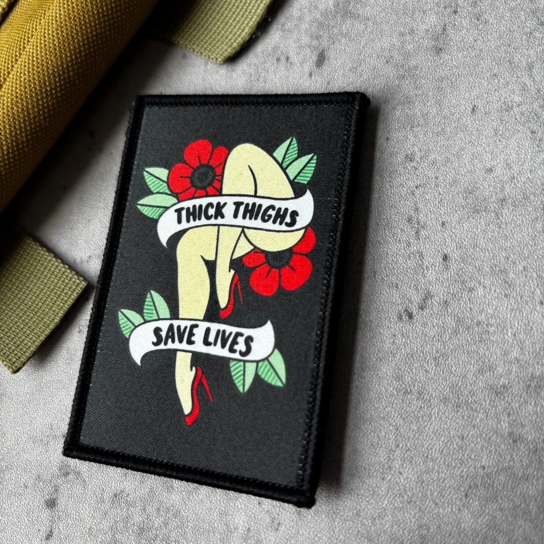 Parche táctico militar Velcro estampado tatuaje retro Thick Thighs - imagen 3