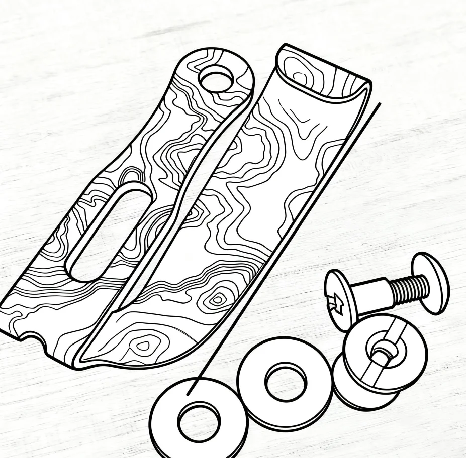 Clip Táctico de Titanio para EDC con Protector de Navaja Cuero