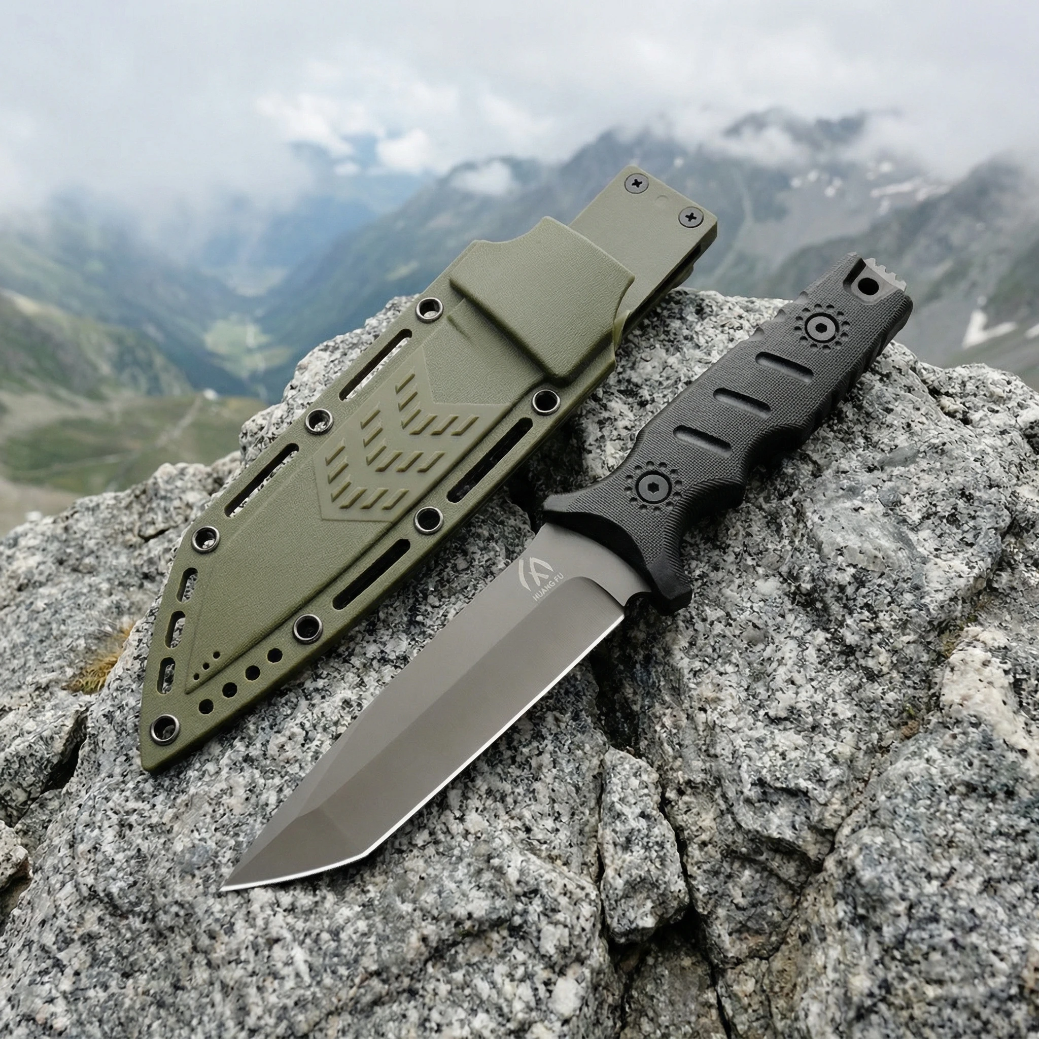 Cuchillo hoja fija táctico G10 con funda resistente para exterior - imagen 4