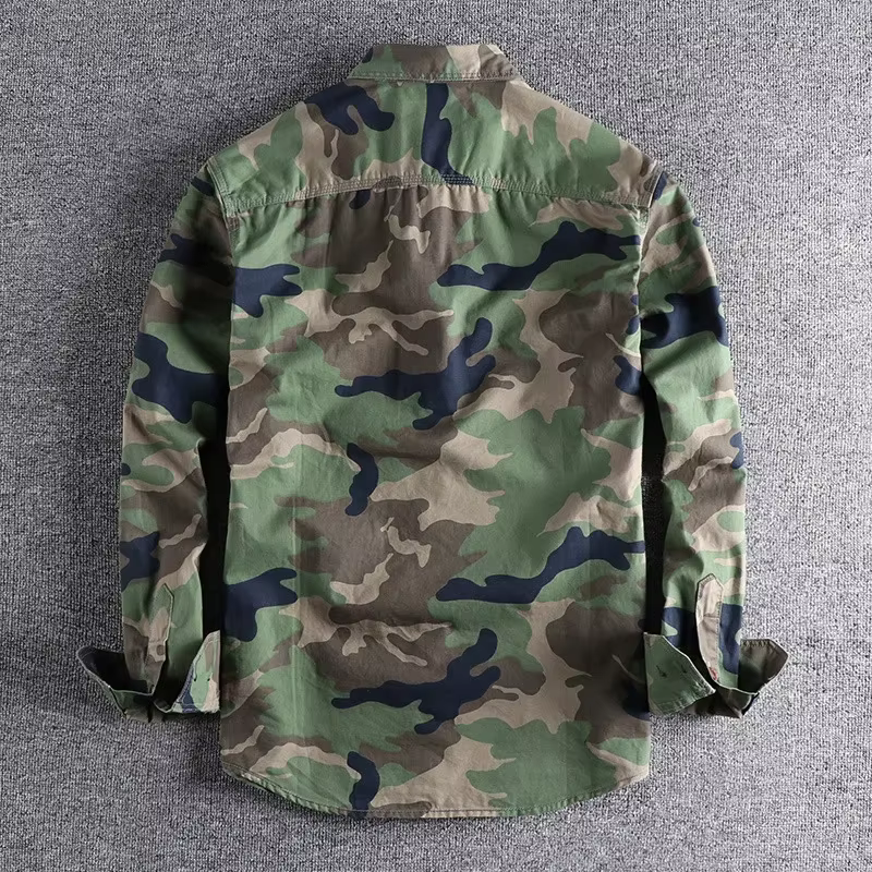 Camisa militar camuflaje algodón lavado resistente, manga larga outdoor - imagen 5