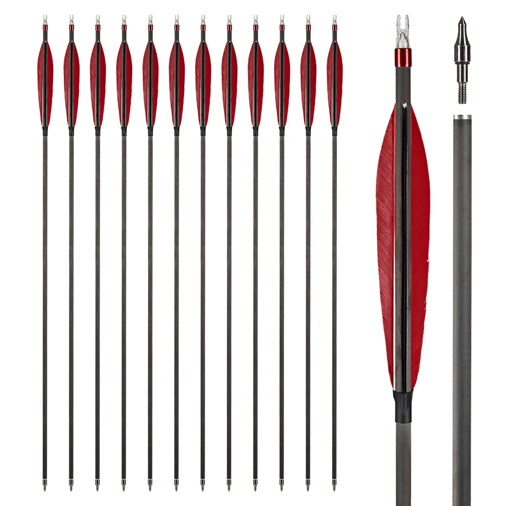 Flechas carbono plumas reales arco recurvo – Caza