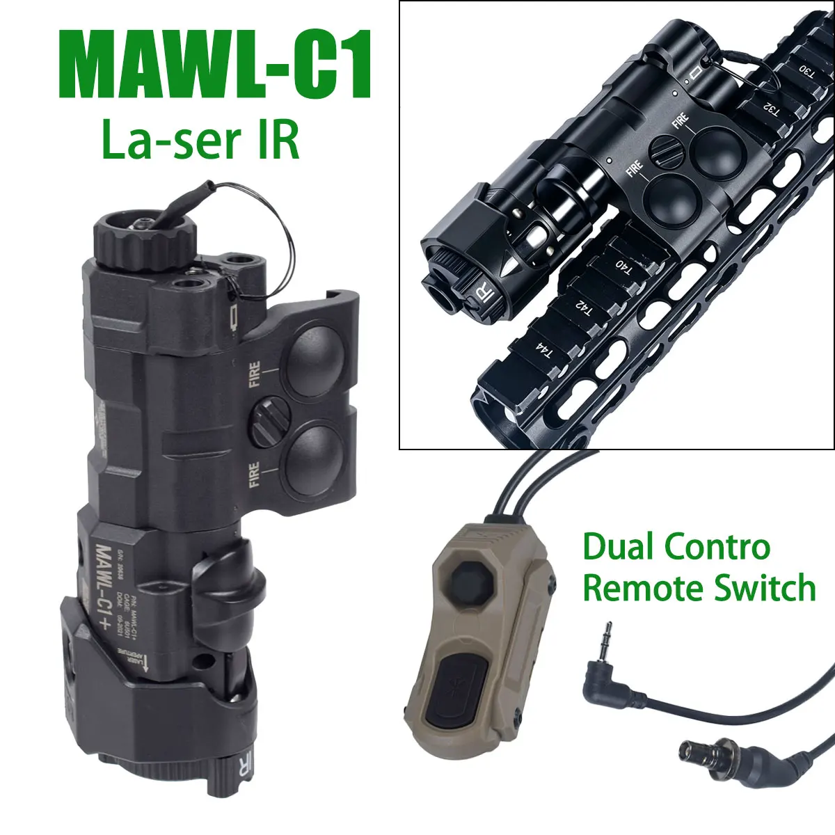 MAWL-C1: luz táctica con láser IR para airsoft y visión nocturna - imagen 4