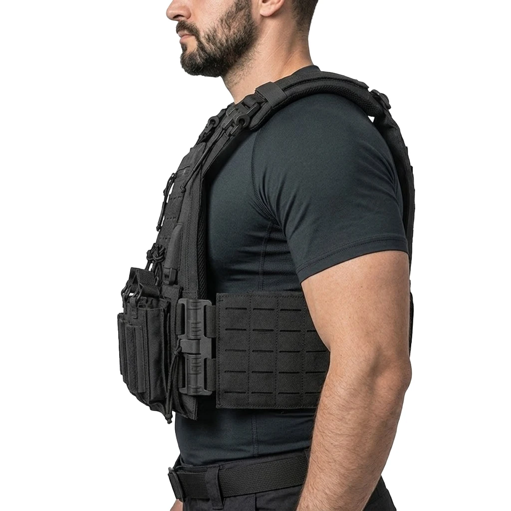 Chaleco táctico de entrenamiento y caza con sistema MOLLE cortado a láser