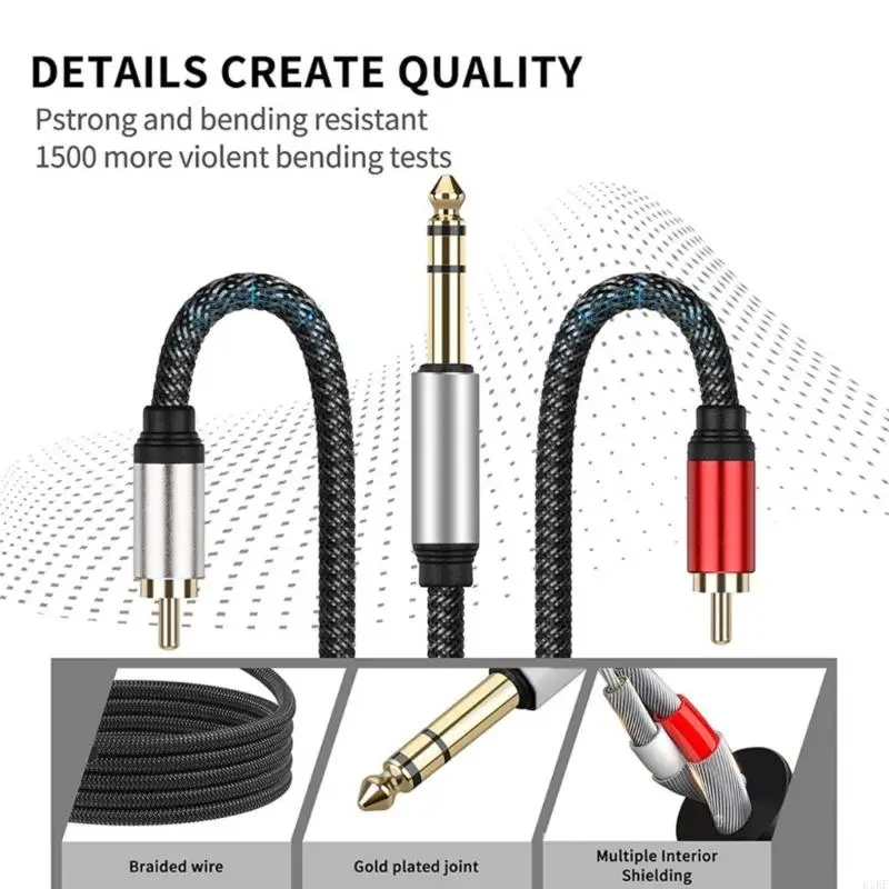 Cable divisor TRS 6,35mm estéreo a 2 RCA macho - imagen 5