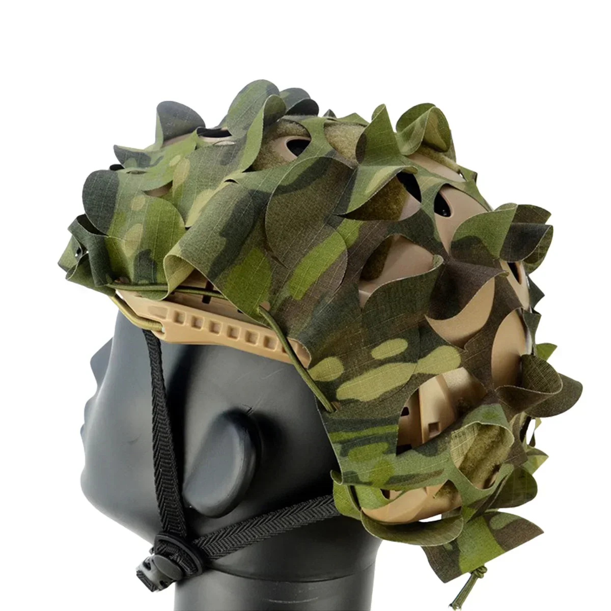 Casco de red de camuflaje nailon táctico 3D vista frontal
