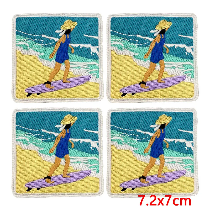 Parche bordado termoizable caballito surf con concha estilo vaquero - imagen 4