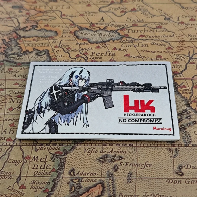 Parche táctico HK416 Girls Frontline con grabado UV en cuero PU - imagen 5