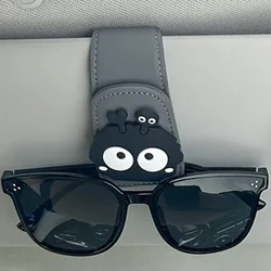 Soporte universal para gafas en parasol del coche con clip de cuero