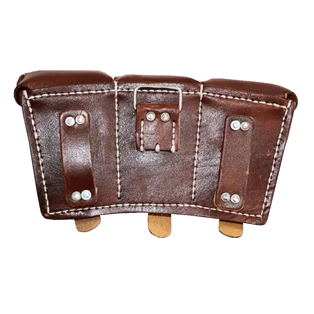 Bolsa de cintura táctica vintage cuero marrón estilo alemán - imagen 5