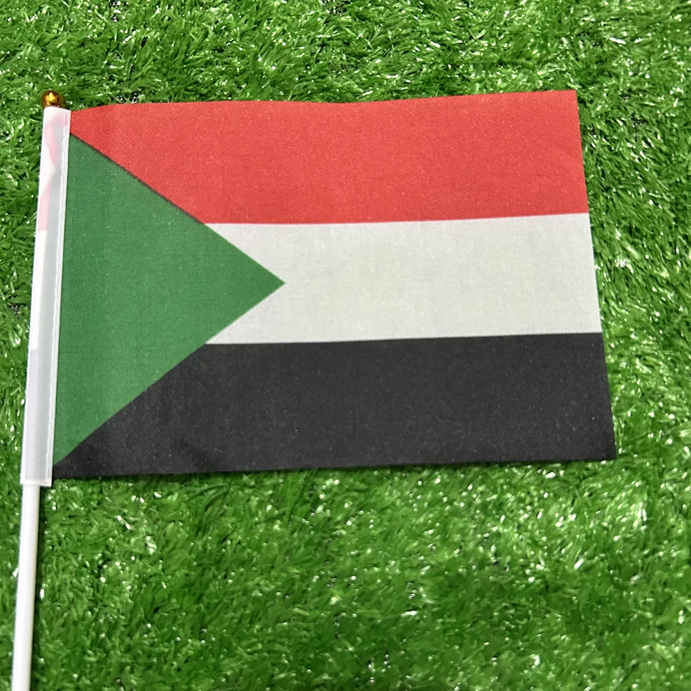 Bandera Sudán poliéster con asta plástica para ondear a mano - imagen 5
