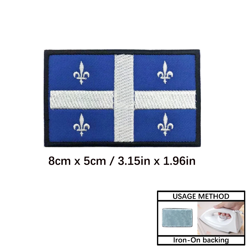 Parche bordado de la bandera de Quebec con flores, termoadhesivo - imagen 4