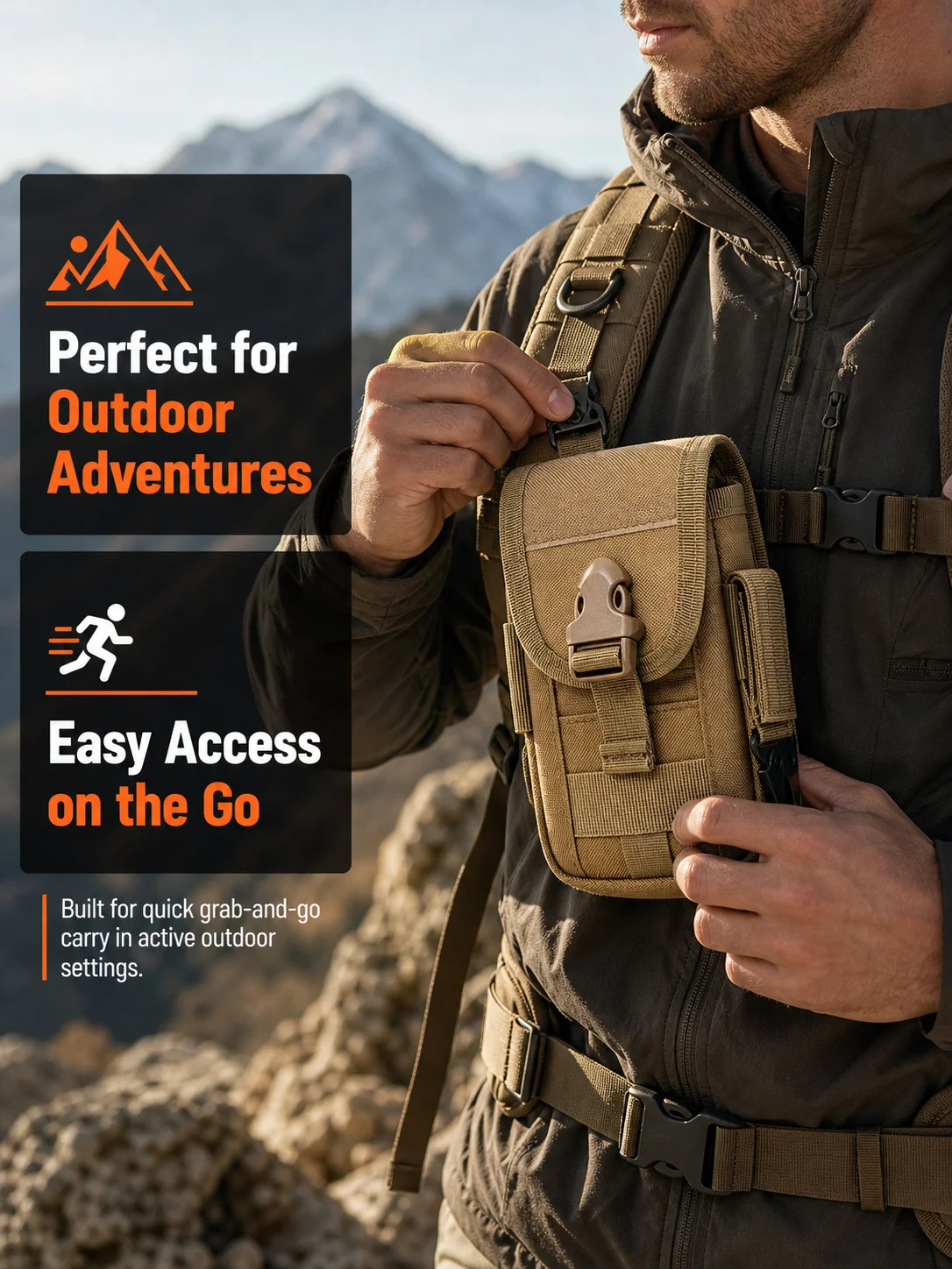 Nailon 600D y sistema MOLLE para acoplar al equipo