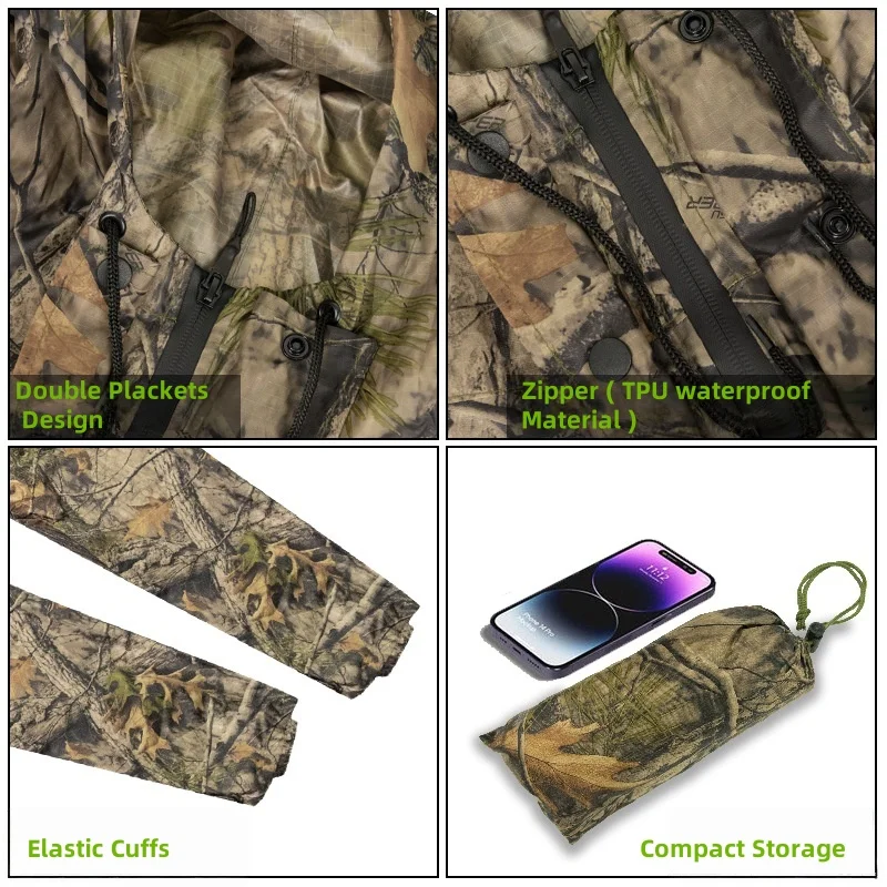 Chubasquero impermeable camuflaje biónico para caza y pesca - imagen 3