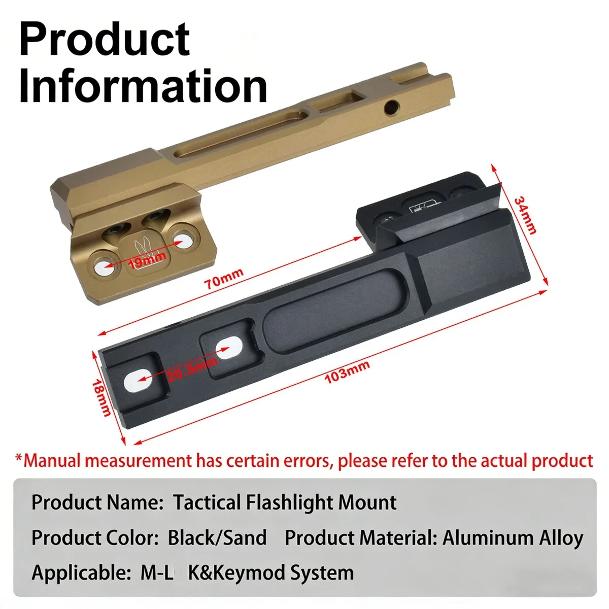 Surefire soporte táctico para linterna M300 M600 metal M-LOK KeyMod - imagen 5