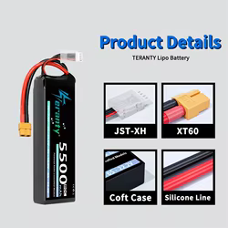 Batería LiPo TERANTY 3S 5500mAh 80C XT60 para vehículos RC