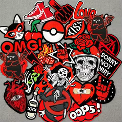 Parche bordado fantasma rojo táctico – Para chaleco MOLLE