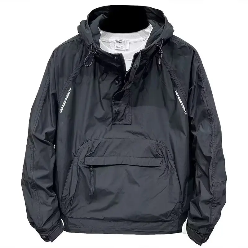 Chaqueta cortavientos senderismo hombre capucha casual