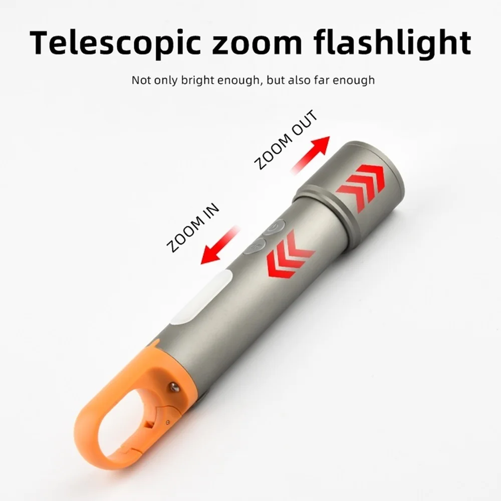 Linterna táctica LED zoom 12W COB recargable USB para outdoor